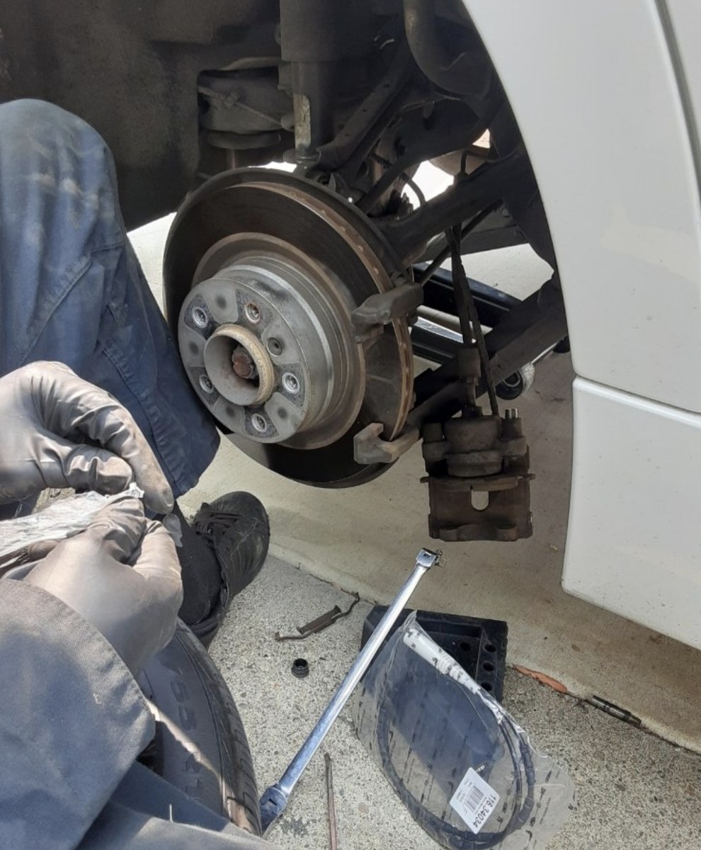 Mobile brake repair in Denver, caliper and rotor replacement